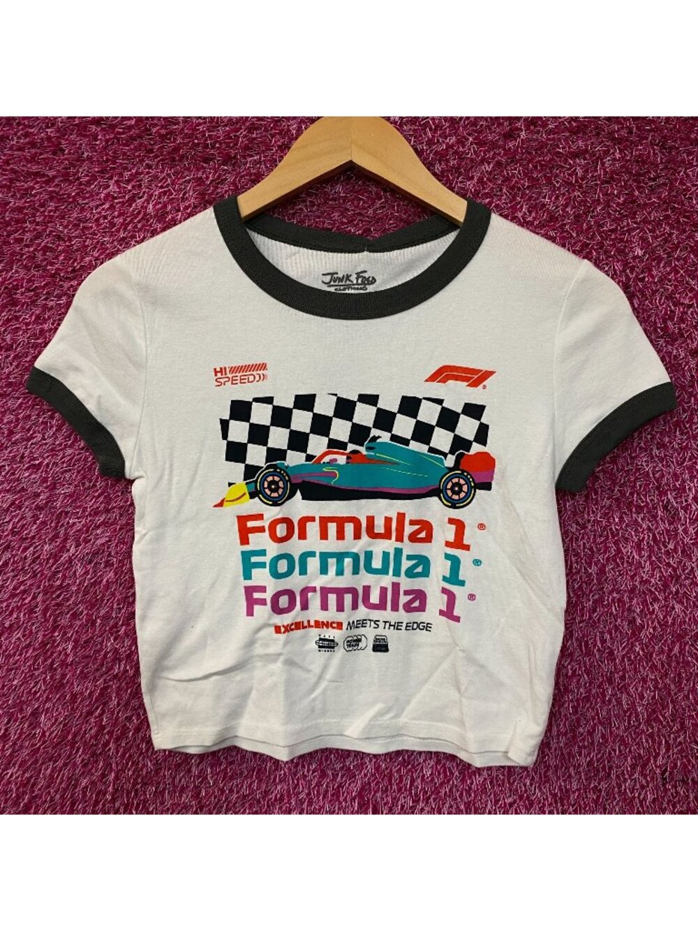 Junk Food Women's Formula 1 Finish Line Crop T-shirt Small